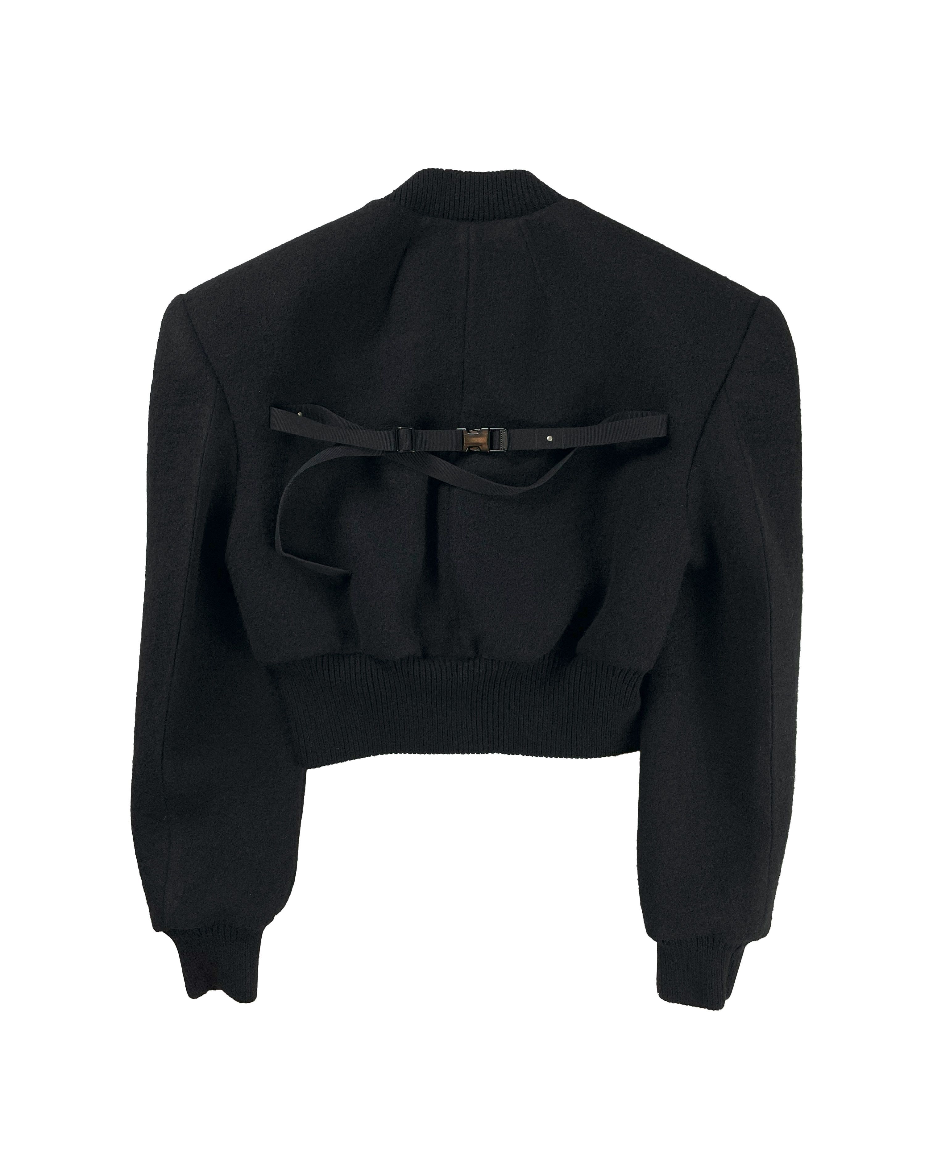 Rick Owens RUNWAY EDFU FLIGHT JACKET FW23 LUXOR BLACK FELTED WOOL Size US M / EU 48-50 / 2 - 3 Thumbnail