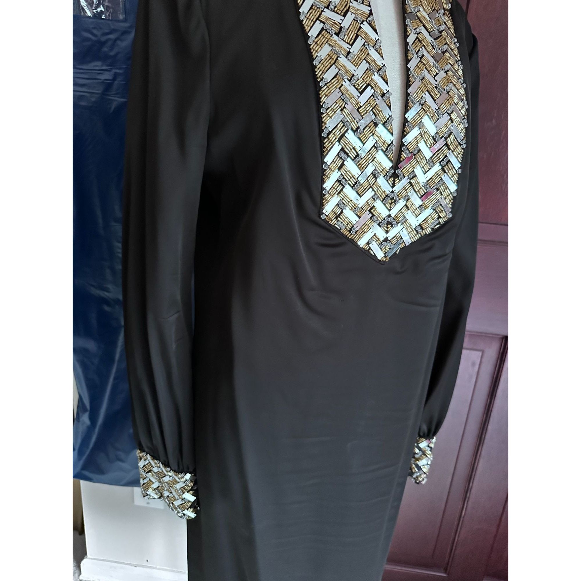 Tory Burch $650 TORY BURCH Barbara Black Beaded Satin Dress ELEGANT Co Size M / US 6-8 / IT 42-44 - 7 Thumbnail
