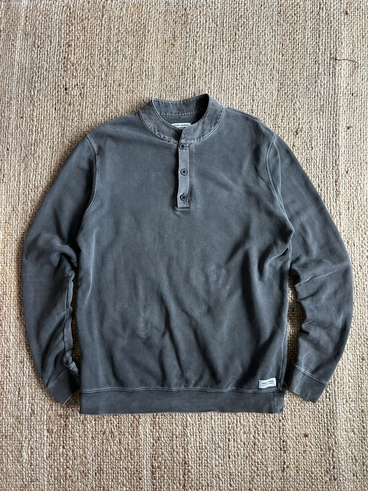 Banks Journal Banks Journal Henley Sweater - Washed Grey Size US S / EU 44-46 / 1 - 1 Thumbnail