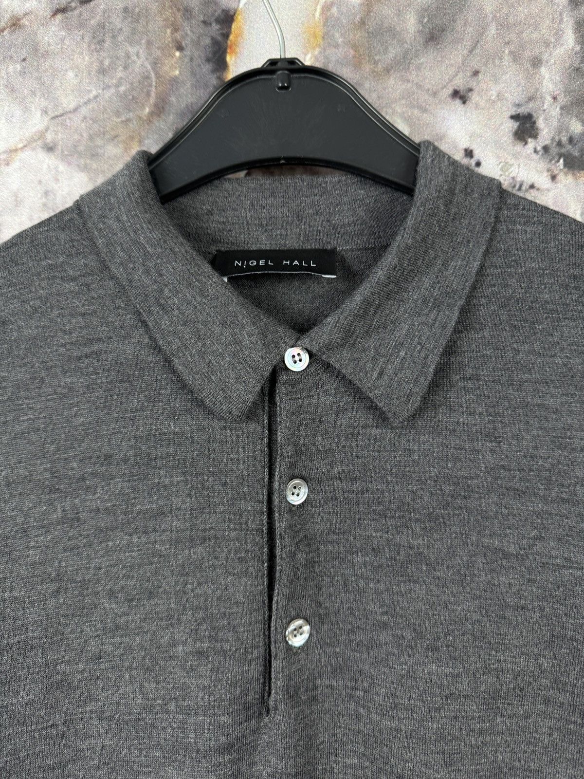 Reiss Nigel Hall Men’s Long Sleeve Polo Sweater Dark Gray Size M Size US M / EU 48-50 / 2 - 5 Thumbnail