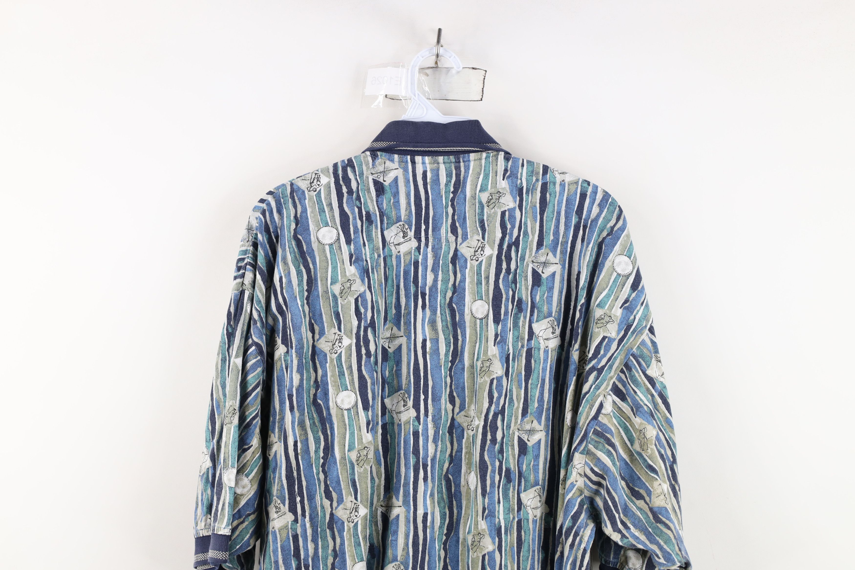 Vintage Vintage 90s Streetwear All Over Print Golf Polo Shirt Cotton Size US XL / EU 56 / 4 - 13 Thumbnail