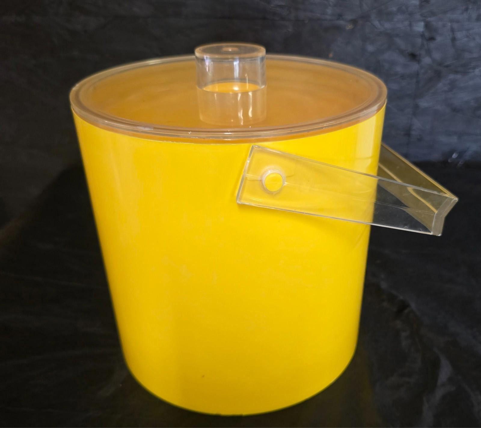 Designer VTG MCM 70s Yellow Bucket Brigade Ice Bucket w/ Lid Retro Size ONE SIZE - 5 Thumbnail