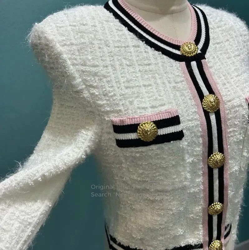 Balmain Balmain Women's White Long Sleeve Cardigan . Size M / US 6-8 / IT 42-44 - 5 Thumbnail