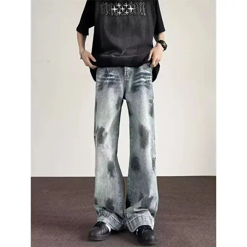 Japanese Brand Retro loose wide leg tie dye casual jeans Size US 32 / EU 48 - 1 Thumbnail
