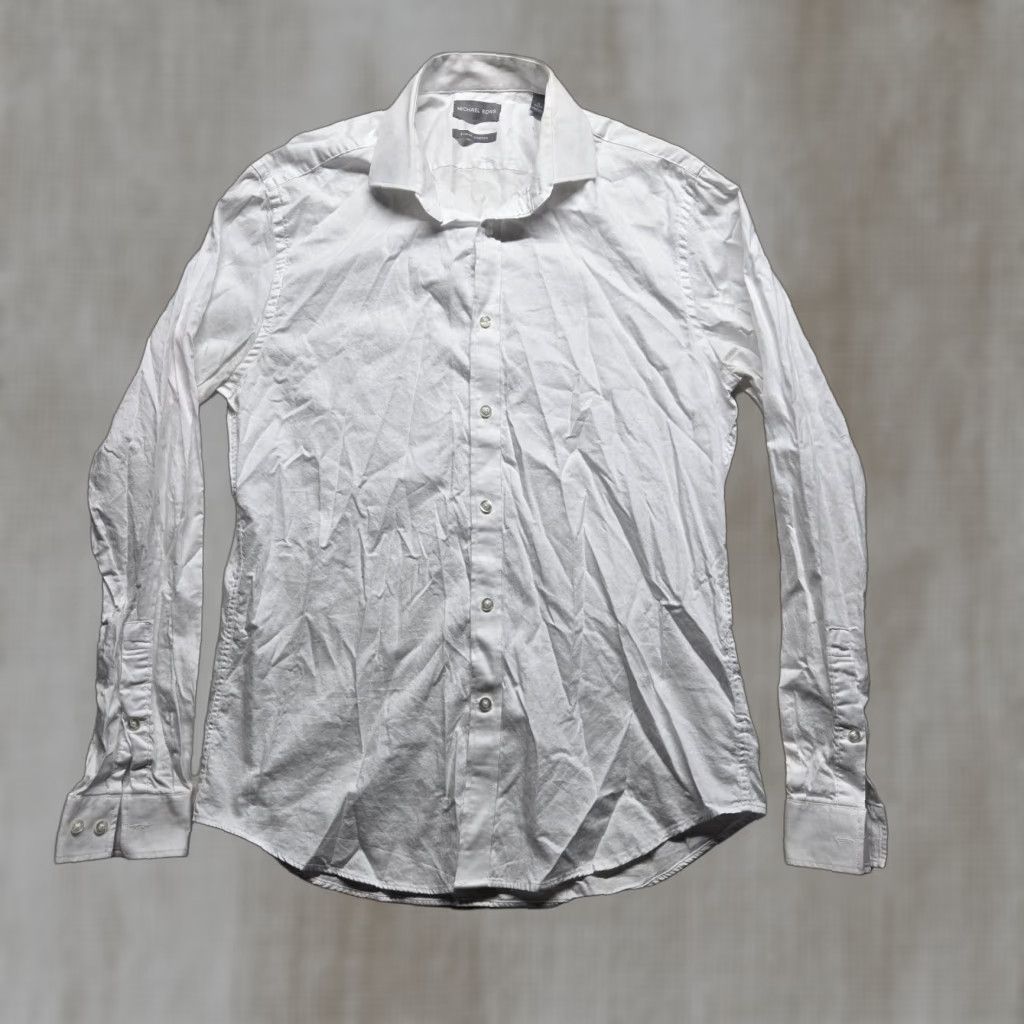 Michael Kors MICHAEL KORS Button-Up Dress Shirt Adult Men's 16 Large Classic Fit Long Sleeve Solid White 100% Cotton Size US L / EU 52-54 / 3 - 1 Thumbnail