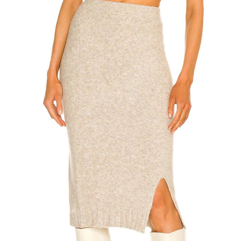Designer NWT SNDYS Late Lunch Sweater Knit Midi Skirt Stone XXS Size 25" / US 0 / IT 36 - 2 Thumbnail