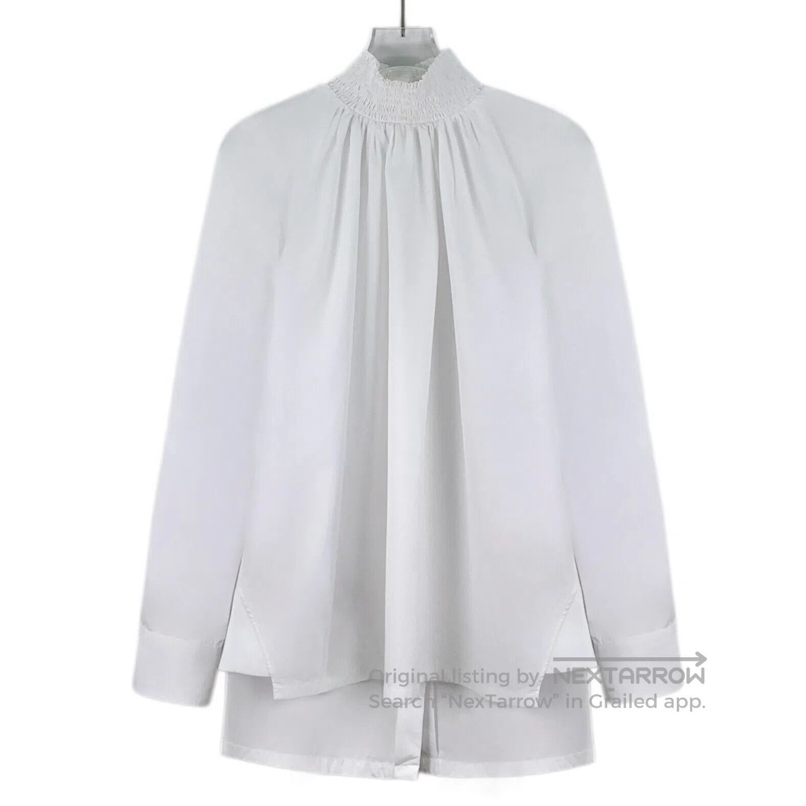 Prada Prada White Button Design Cotton High Collar Pleated Long Size XS / US 0-2 / IT 36-38 - 1 Thumbnail