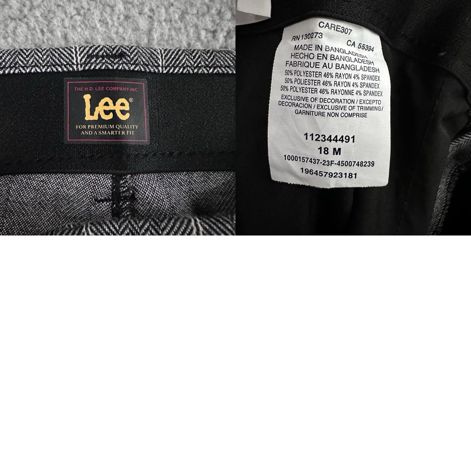Lee Lee Pants Women Gray Size 18 Straight Mid Rise Striped Polyester Blend Size 25" / US 0 / IT 36 - 10 Thumbnail