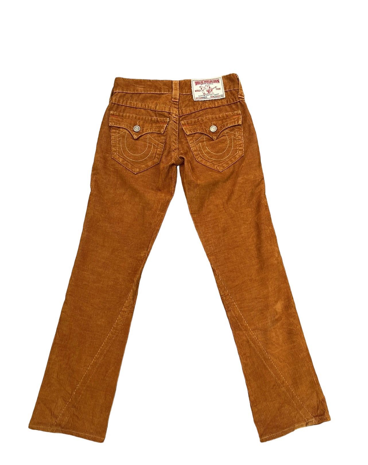 True Religion Vintage 2000s True Religion #803 Orange Corduroy Flare Pant Size US 28 / EU 44 - 2 Thumbnail