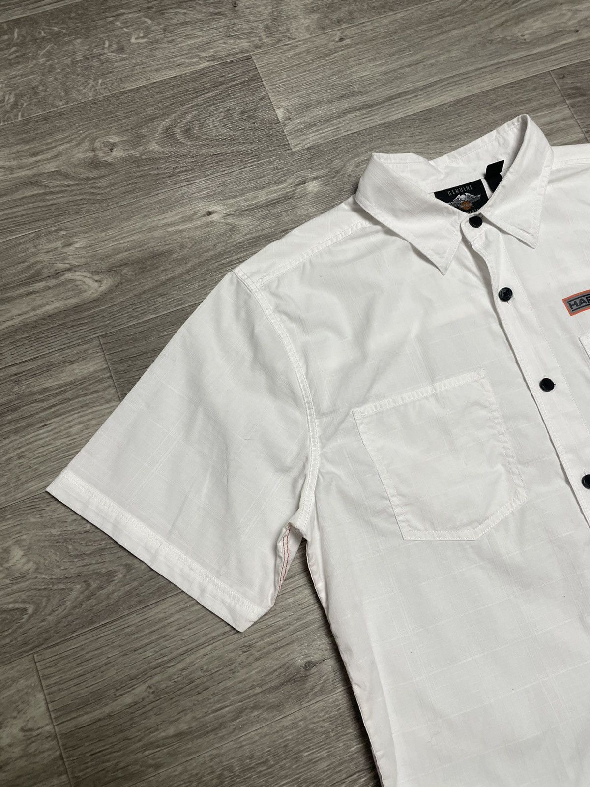 Harley Davidson Vintage Harley Davidson White Short Sleeve Shirt Button Up Size US L / EU 52-54 / 3 - 4 Thumbnail