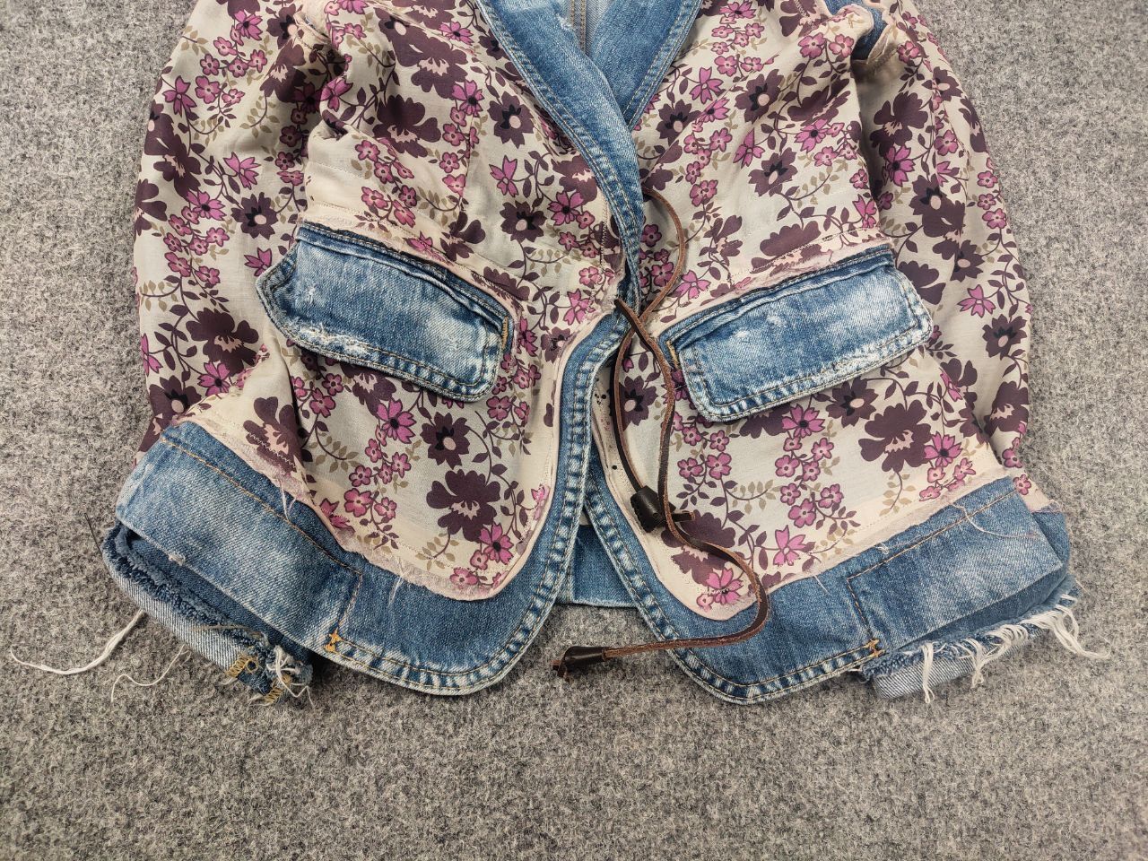 Dsquared2 Design Denim Patchwork Flower string Blazer Jacket