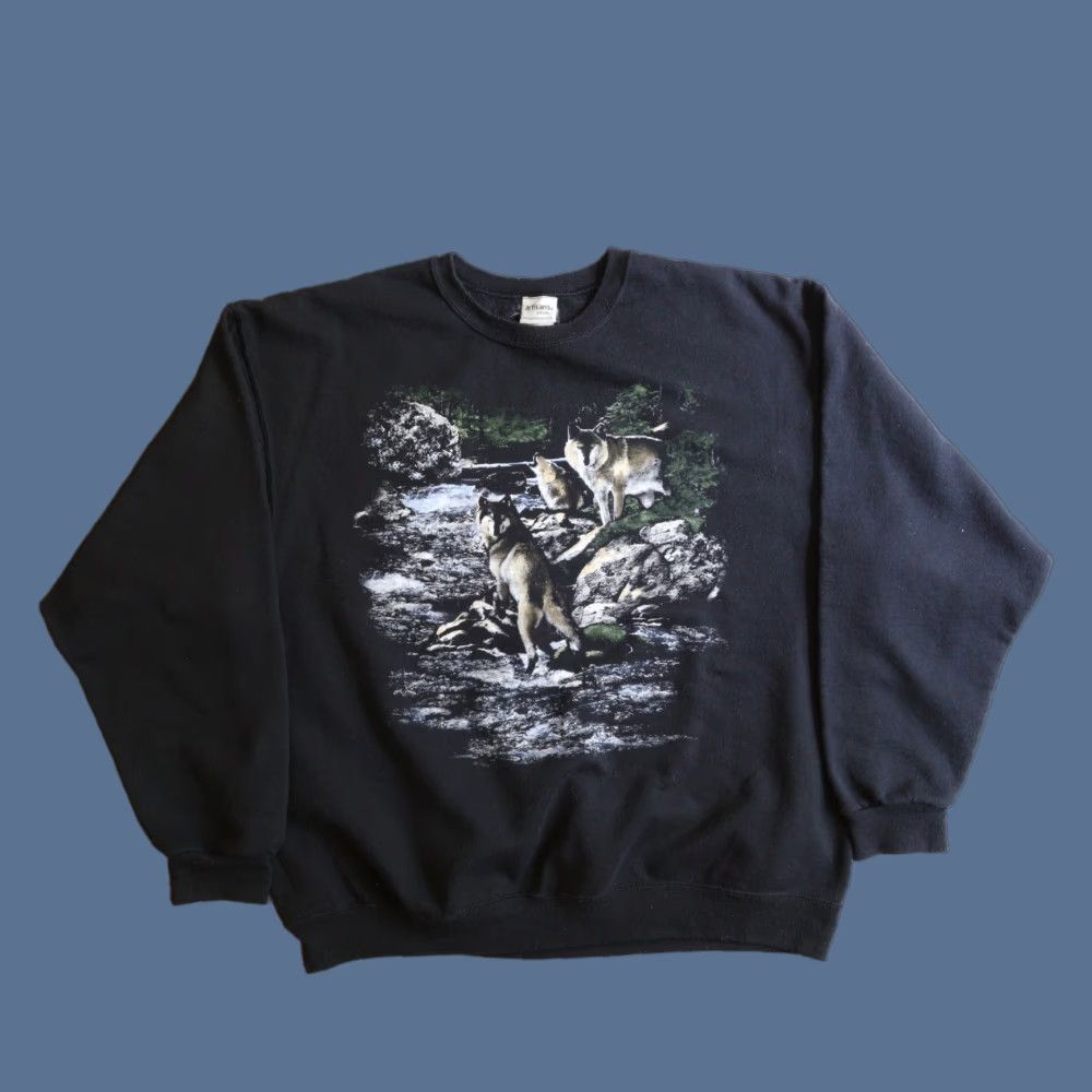 Vintage Vintage 50s 60s Black Flock Print Sweatshirt XL | Grailed