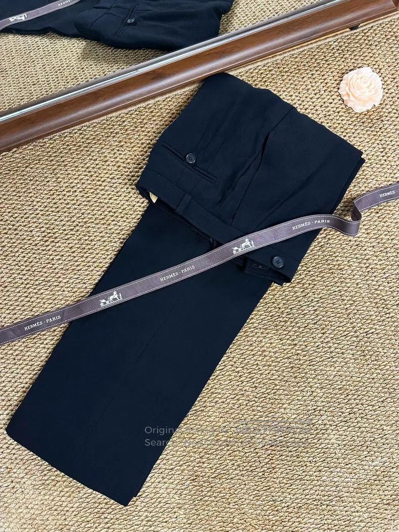 Hermes Hermes Fine Wool Straight Leg Business Pants, Black Size 24" / US 00 / IT 34 - 6 Thumbnail