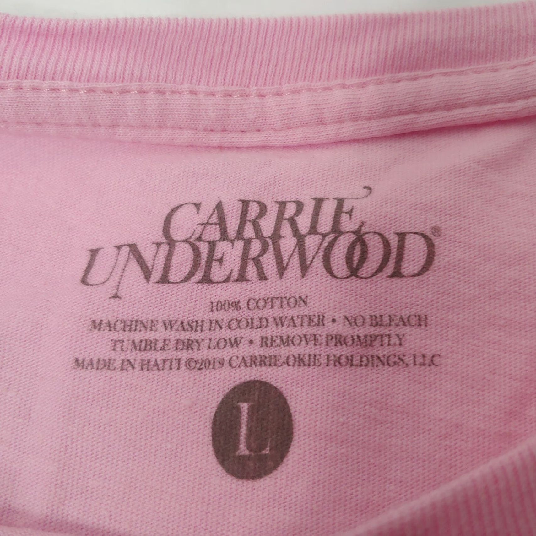 Pinko Carrie Underwood T Shirt Large The Cry Pretty Tour 360 Pink Concert Dates Music Womens Shirt Short Sleeve Raglan Crew Neck 100% Cotton Jersey Logo Size L / US 10 / IT 46 - 6 Thumbnail