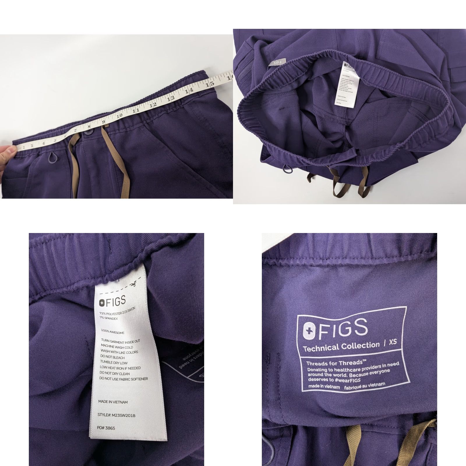 Vintage Figs Men's Cairo Cargo Scrub Pants XS Purple Medical Nurse M23SW2018 Size US 27 - 8 Thumbnail