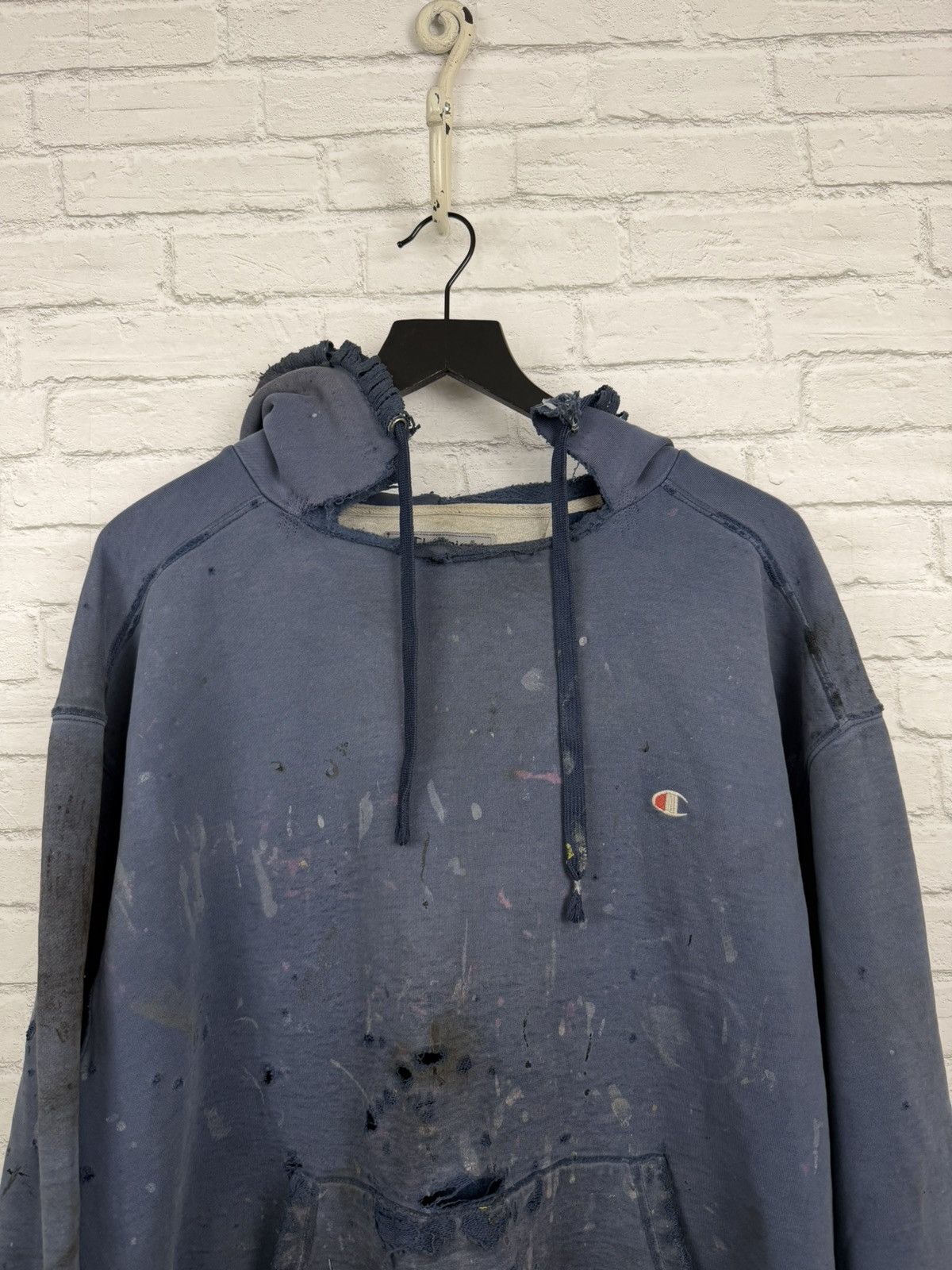 Champion (XL) APOCALYPTIC THRASHED OUT Faded Blue Champion Hoodie Size US XL / EU 56 / 4 - 13 Thumbnail