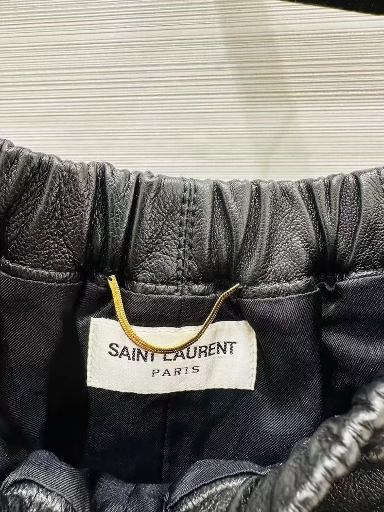 Saint Laurent Paris Saint Laurent Paris YSL Leather Shorts with Elastic Waistb Size US 34 / EU 50 - 2 Thumbnail