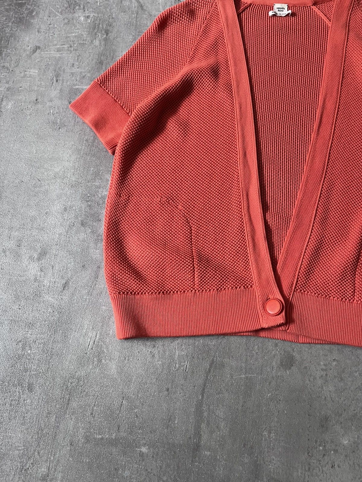 Hermes Hermes Knitted Cardigan Orange Short Sleeve Silk Size M / US 6-8 / IT 42-44 - 2 Thumbnail