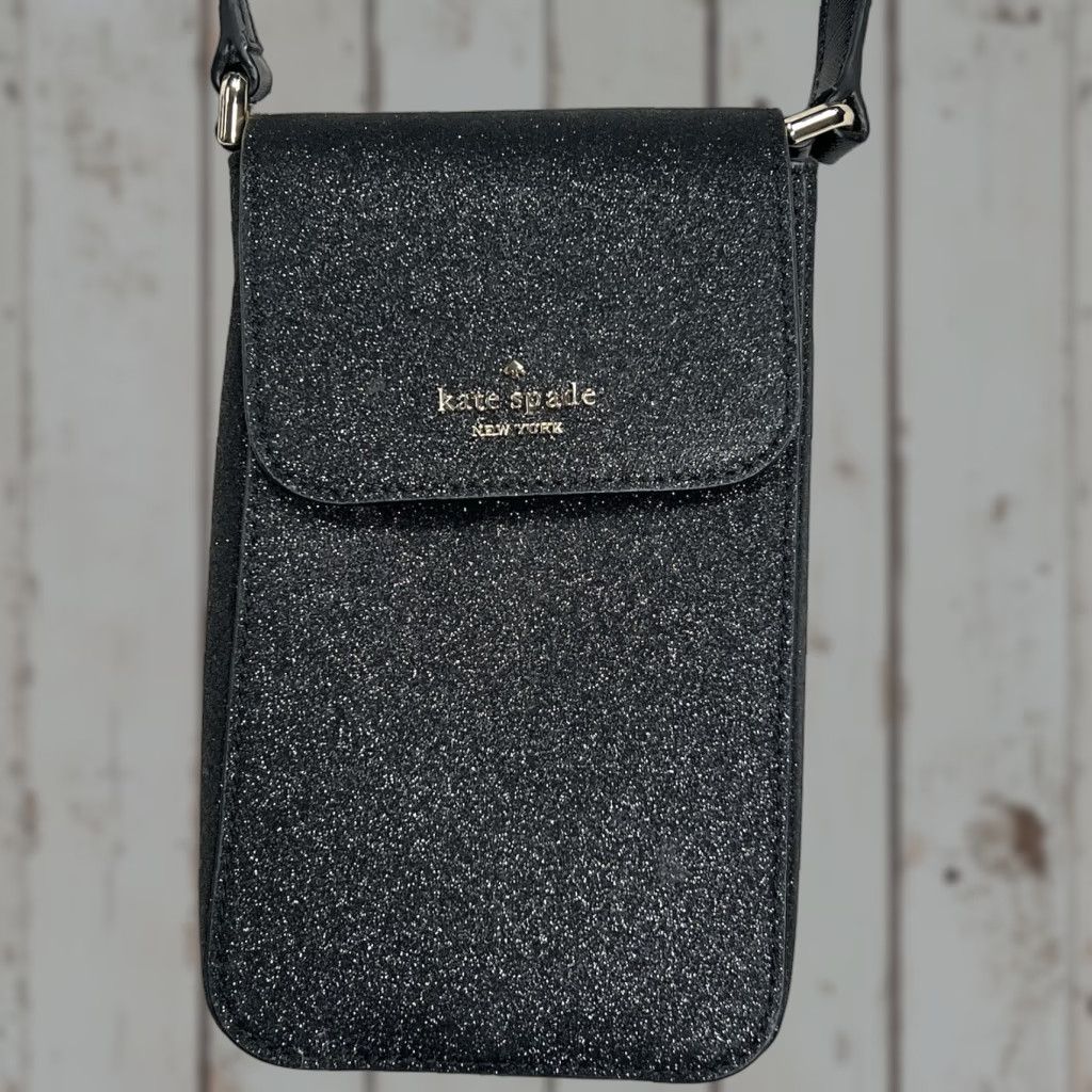 Vintage Kate Spade Black Glitter Bag Purse Small Card Phone Crossbody Shoulder Adjustable Strap Womens Crossbody Bag Glitter Pattern Vintage No Size ONE SIZE - 1 Thumbnail