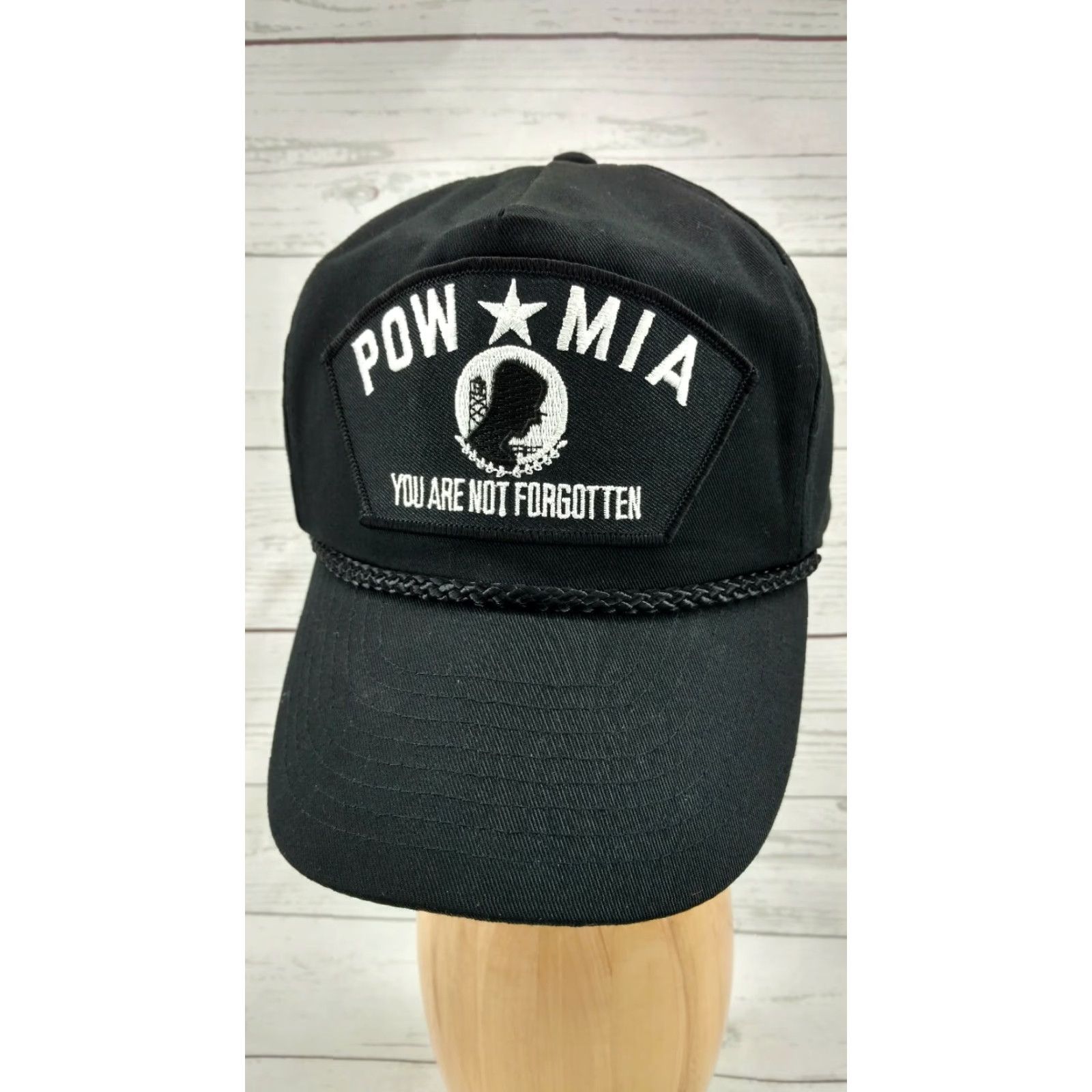 Vintage VINTAGE POW MIA Hat Snapback Cap Military You Are Not Forgotten Patch Men Adult Black 5 Panel Adjustable Nissun Size ONE SIZE - 2 Thumbnail