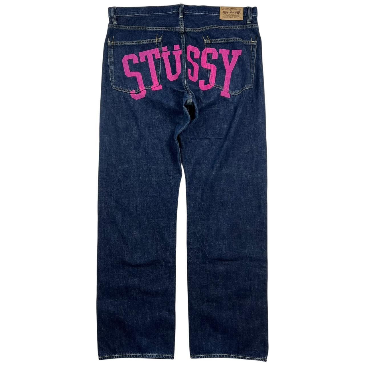 Stussy Vintage 2000s Stussy Spellout Pink Jeans - Waist: 38” Size US 38 / EU 54 - 1 Thumbnail