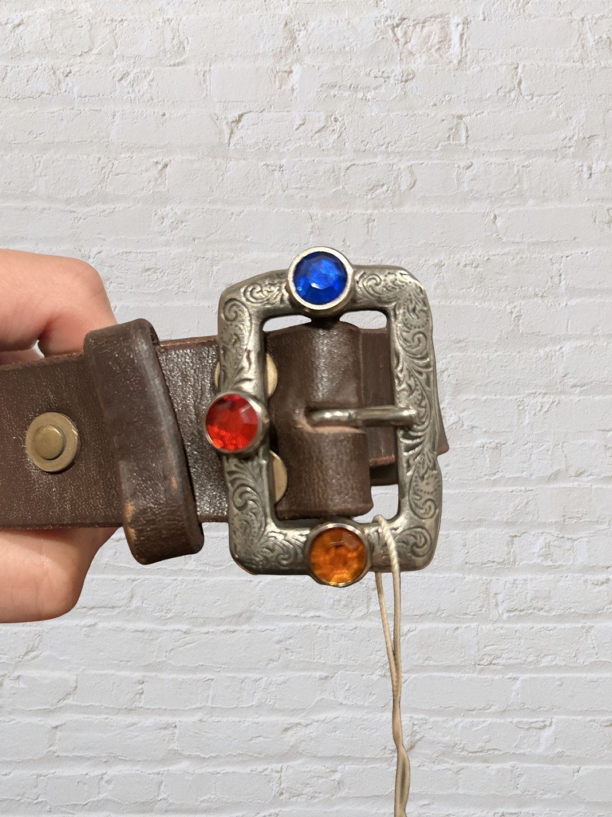 Kapital Kapital Oil Leather Studded Disco Buckle Belt Size ONE SIZE - 3 Thumbnail