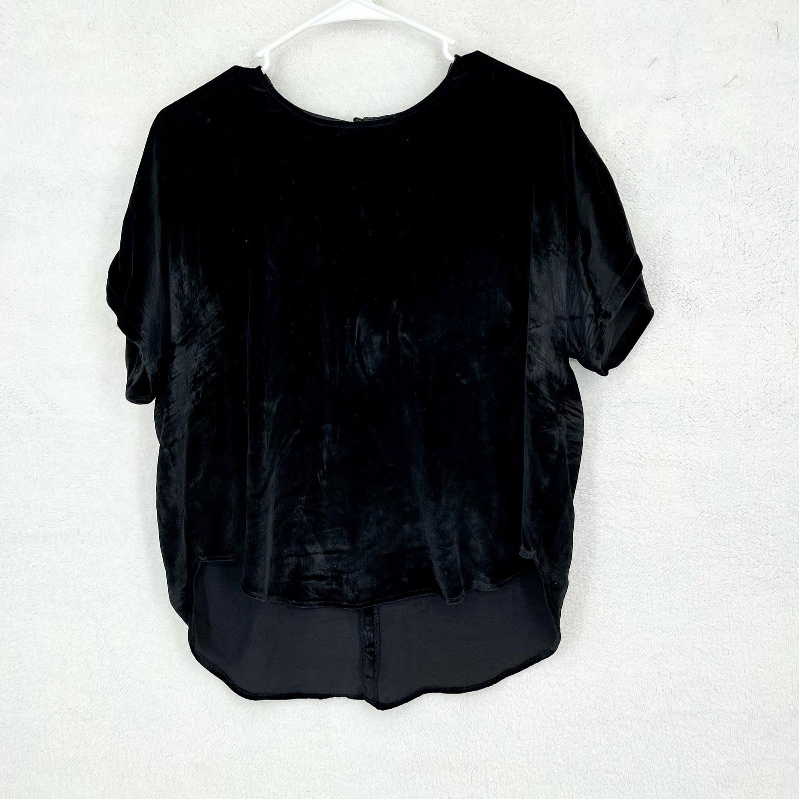 Madewell Madewell Velvet Black Short Sleeve Blouse Button Back Small Size S / US 4 / IT 40 - 2 Thumbnail
