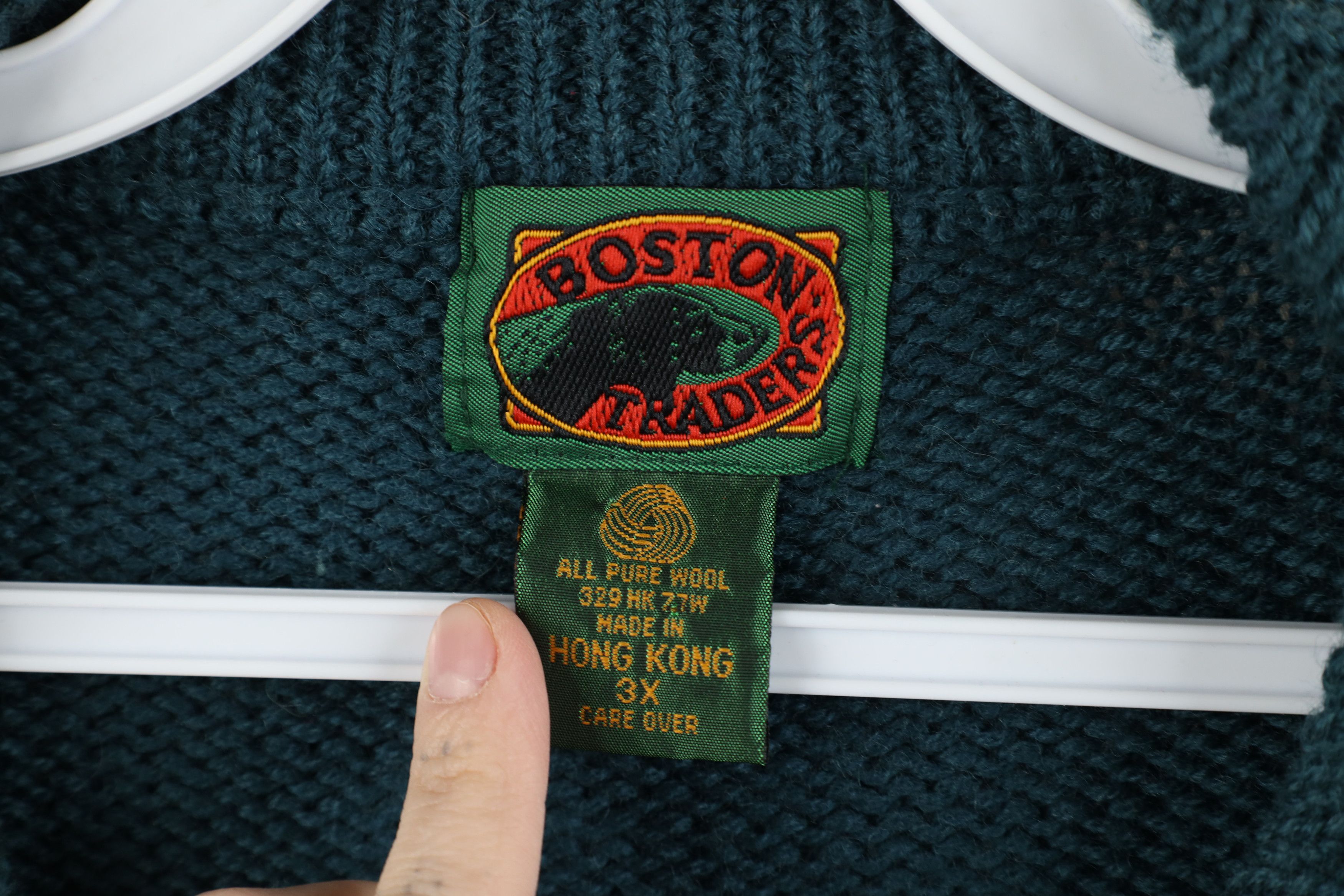 Vintage Vintage 90s Streetwear Heavyweight Wool Knit Sweater Teal Size US XXL / EU 58 / 5 - 4 Thumbnail