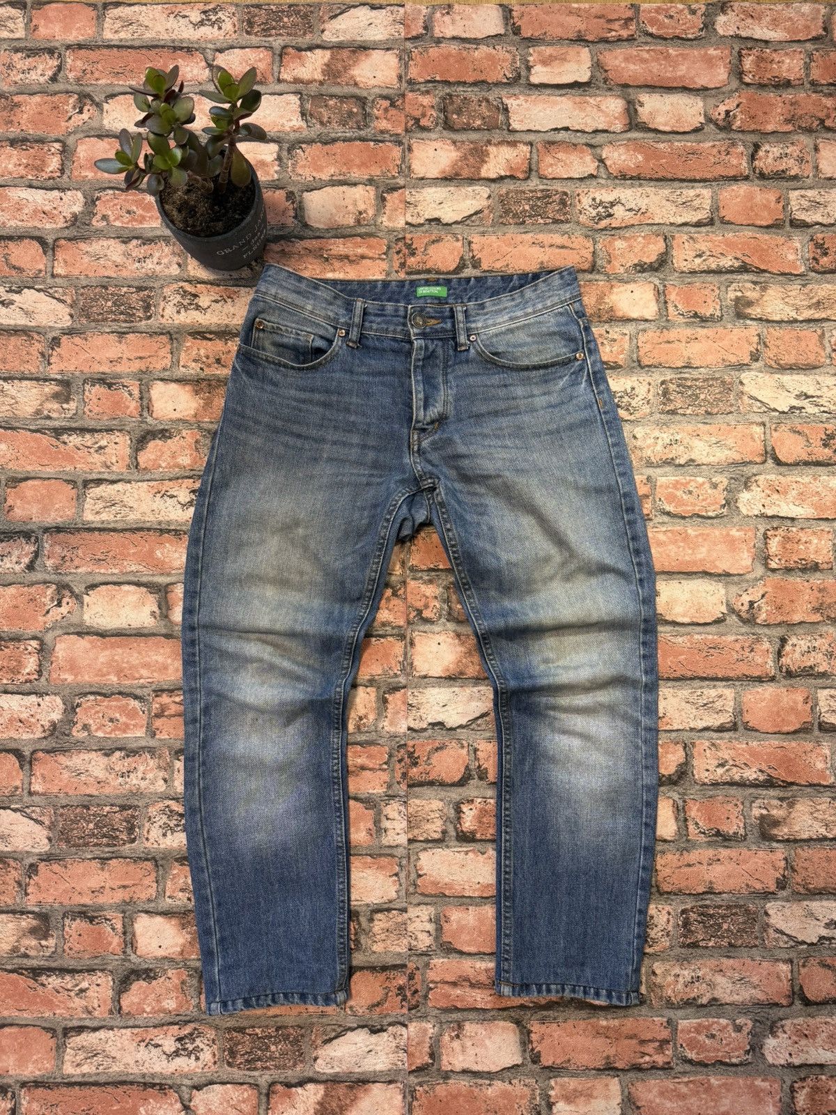Benetton × Vintage 90’s BENETTON RARE ITALIAN CASUAL Y2K LOGO RETRO DENIM PANTS Size US 30 / EU 46 - 2 Thumbnail
