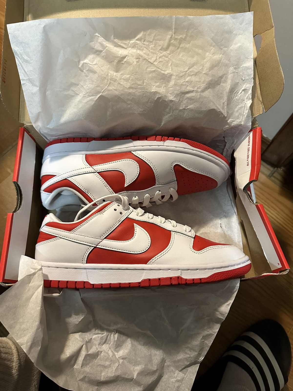 image of Nike Dunk Low Championship Red Shoes, Men's (Size 8.5)