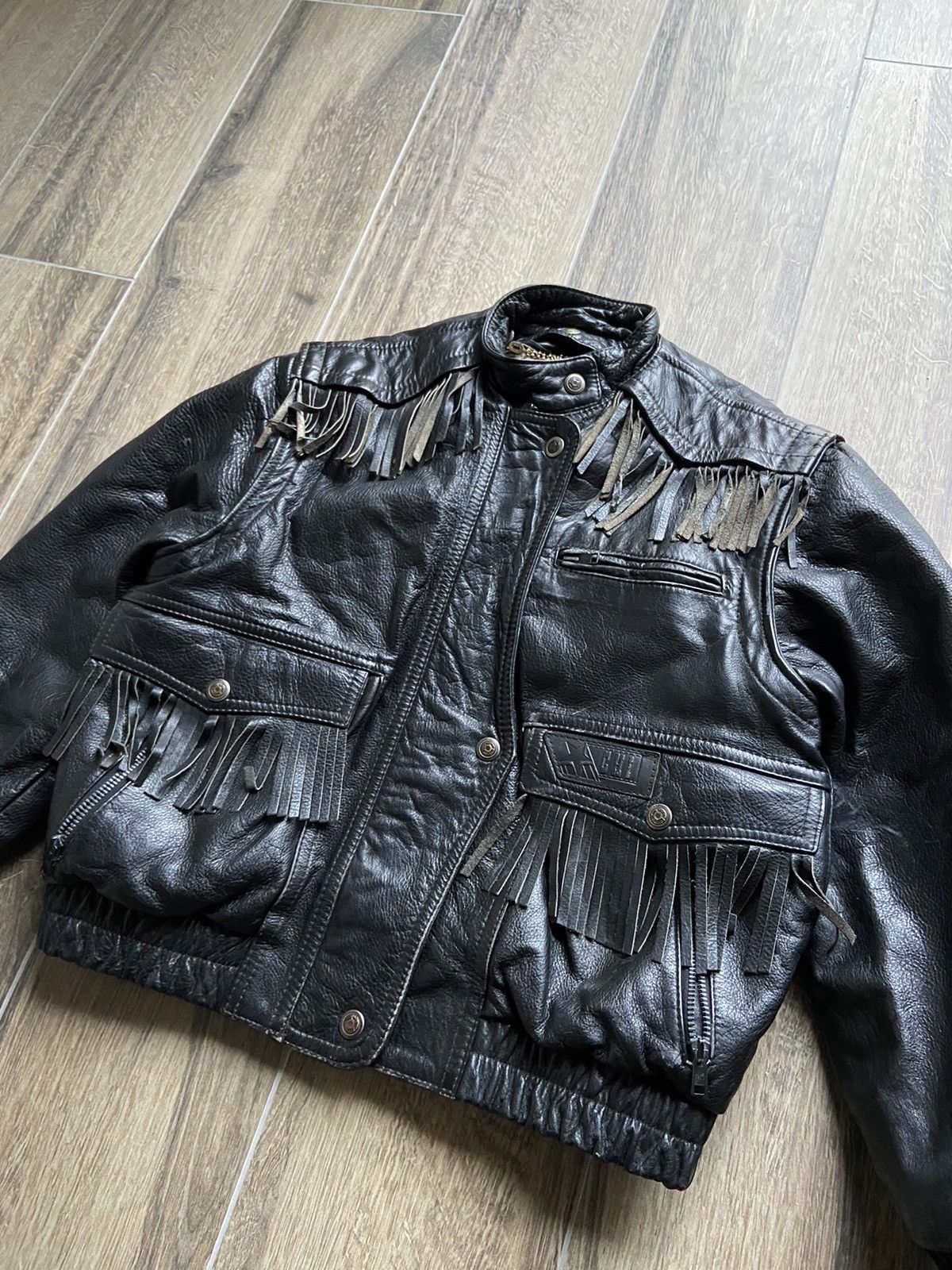 Genuine Leather × Vintage Vintage Chi Moda Cowboys leather jacket made in italy Size US S / EU 44-46 / 1 - 4 Thumbnail