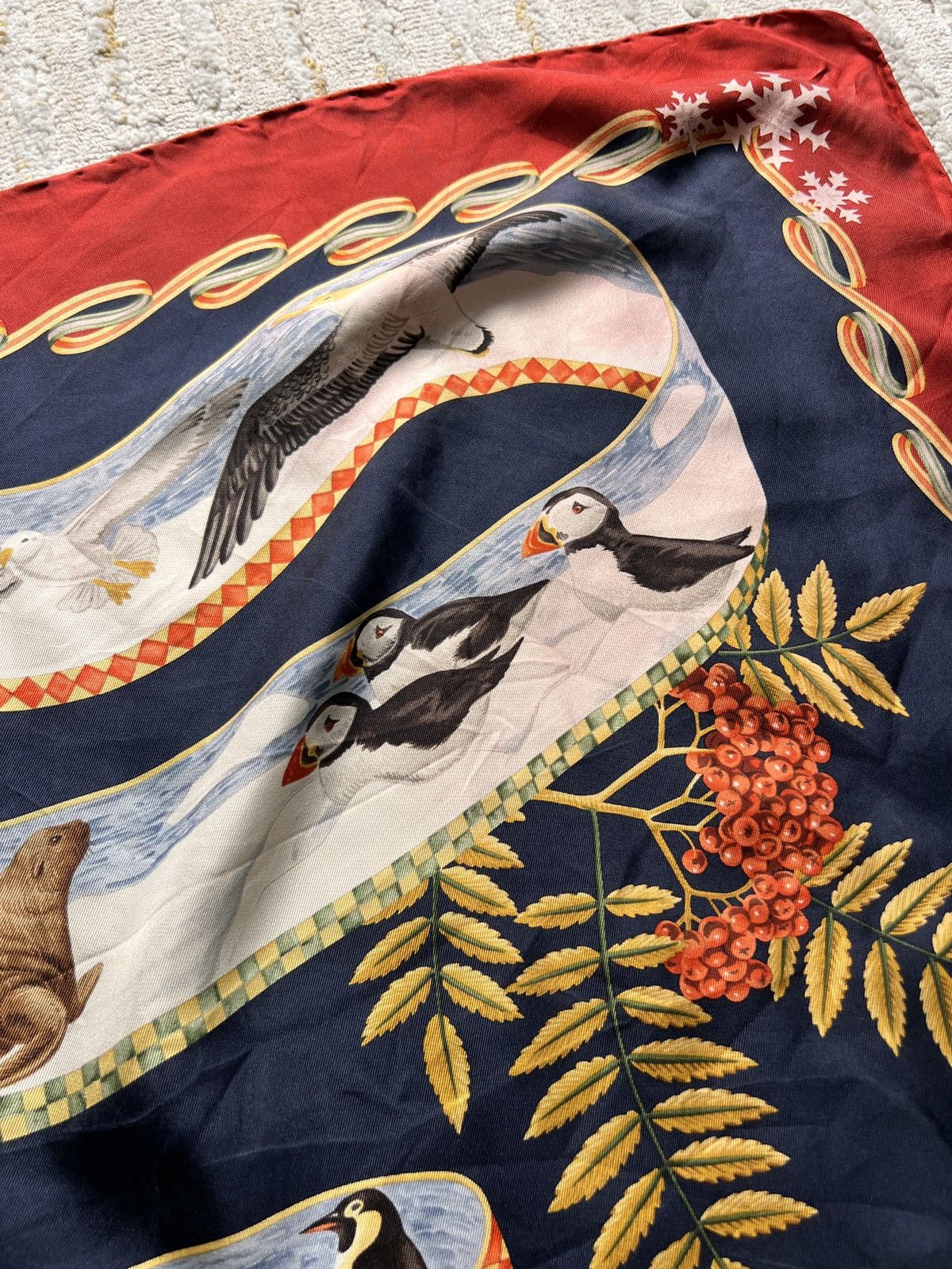 Salvatore Ferragamo Salvatore Ferragamo Arctic Animal Printed Silk Scarve Size ONE SIZE - 6 Thumbnail