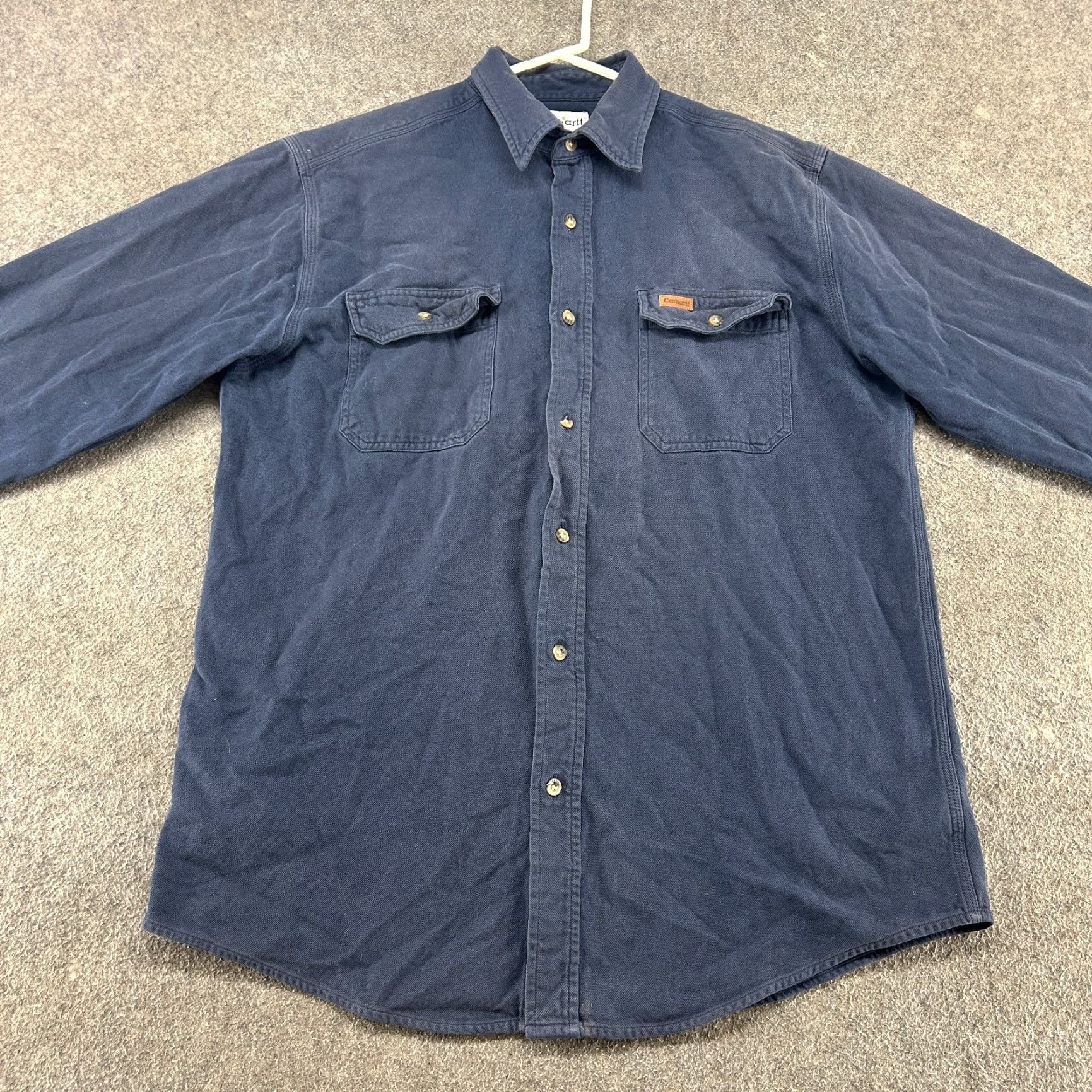 Carhartt VINTAGE Carhartt Shirt Mens L Blue Navy Button Up Long Sleeve Cotton Workwear Size US L / EU 52-54 / 3 - 3 Thumbnail