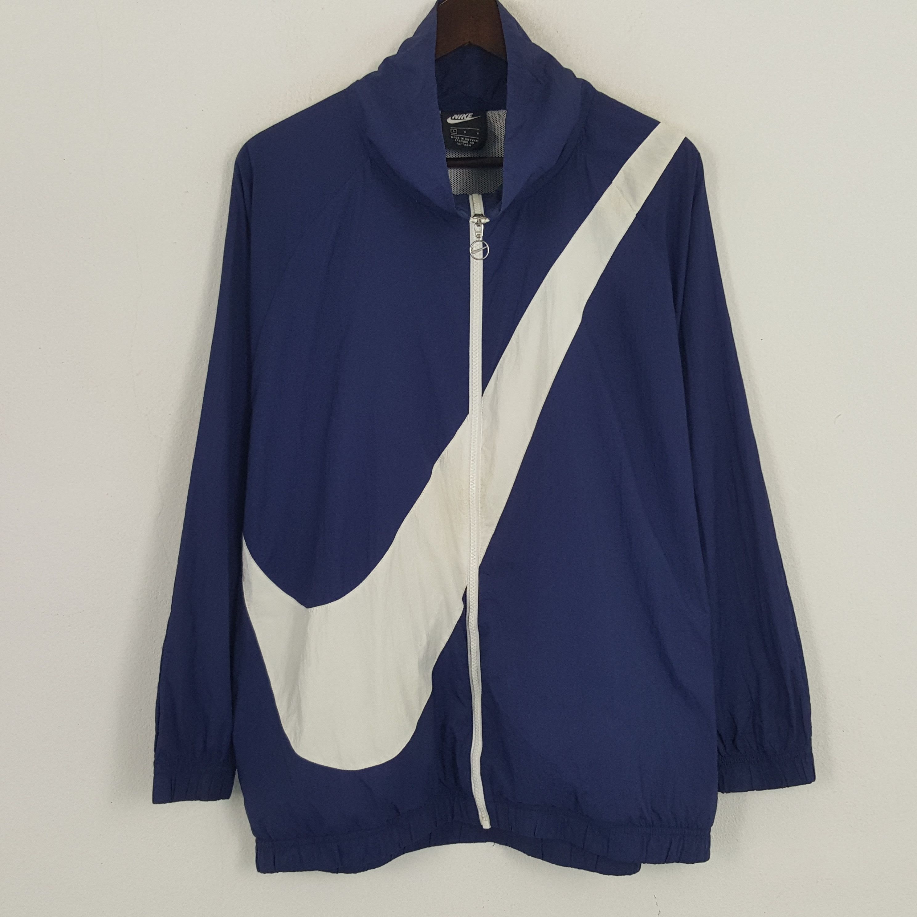 Nike × Vintage Vintage Nike Big Swoosh Mirror Zipper Windbreaker Jacket Size US XL / EU 56 / 4 - 1 Thumbnail