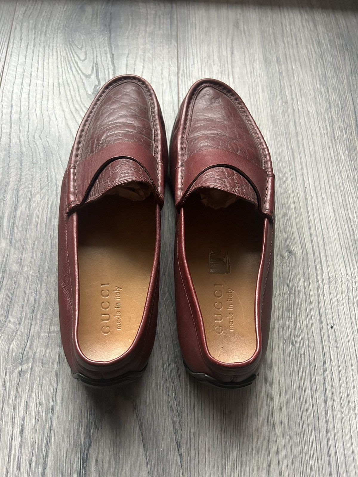 Gucci Gucci Burgundy Leather Loafers with Embossed GG Monogram Size US 7 / EU 40 - 5 Thumbnail