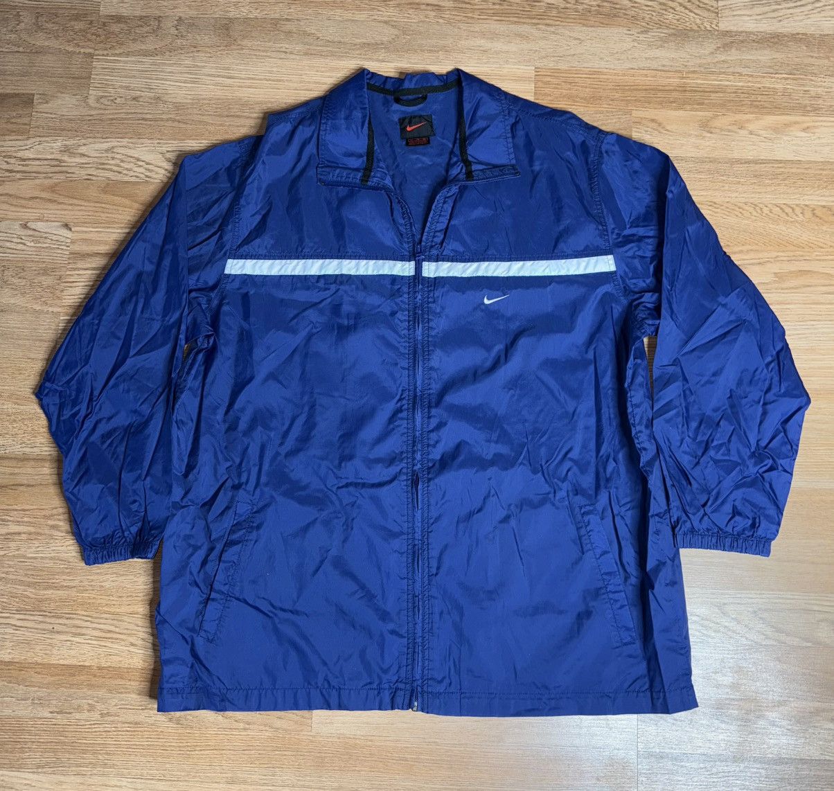 Nike Nike Men's Vintage Navy Blue White Stripe Windbreaker XLarge Size US XL / EU 56 / 4 - 1 Thumbnail