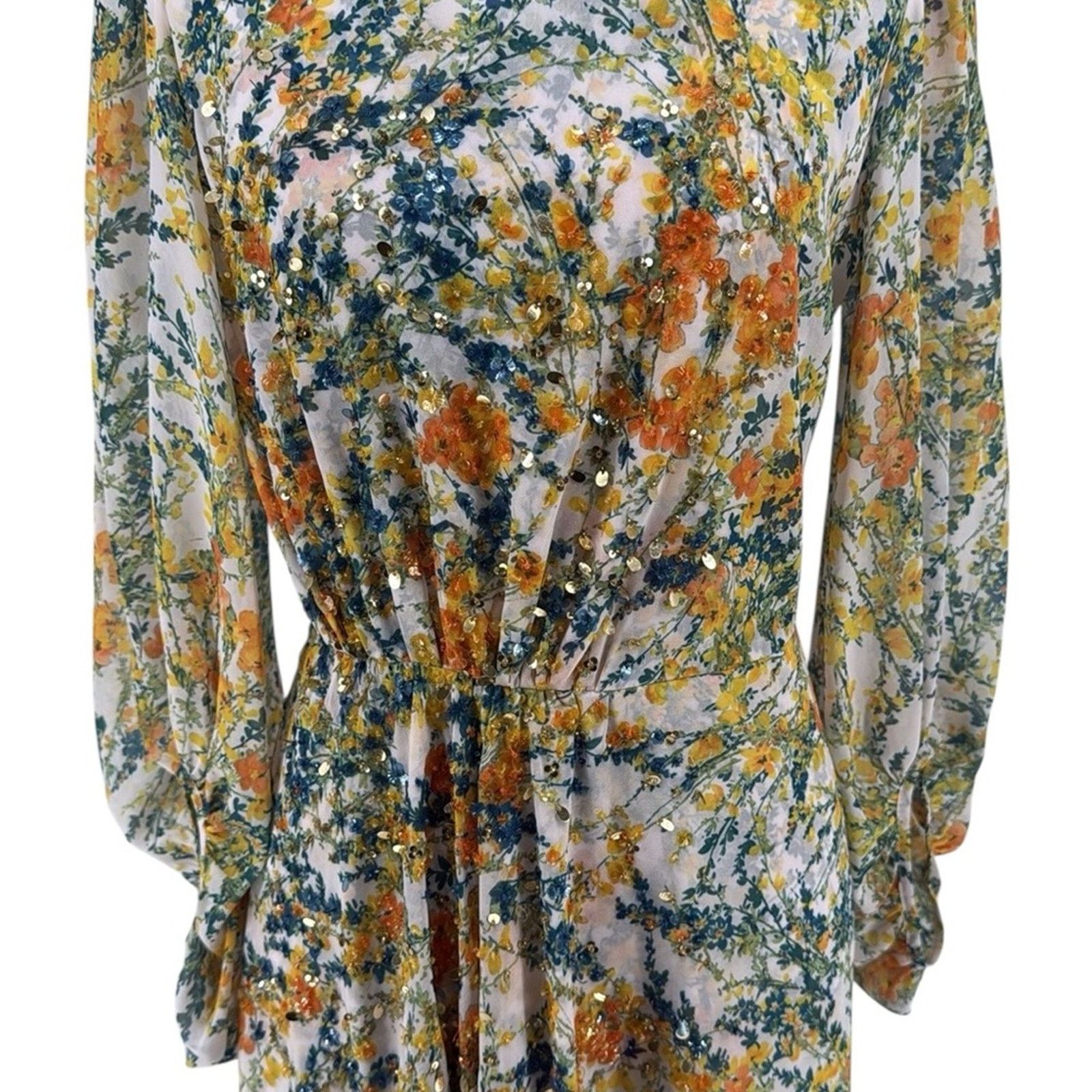 Sachin & Babi Sachin & Babi Aria Long Sleeve Beaded Floral Dress Size 2 Size XS / US 0-2 / IT 36-38 - 2 Thumbnail