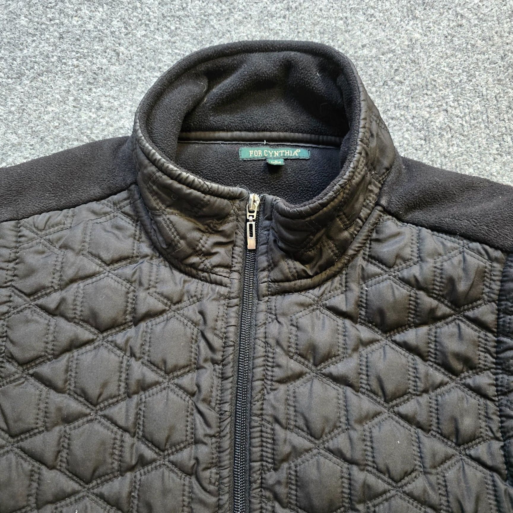 Layer 8 For Cynthia Vest Womens L Black Quilted Fleece Full Zip Layer Casual Size L / US 10 / IT 46 - 2 Thumbnail