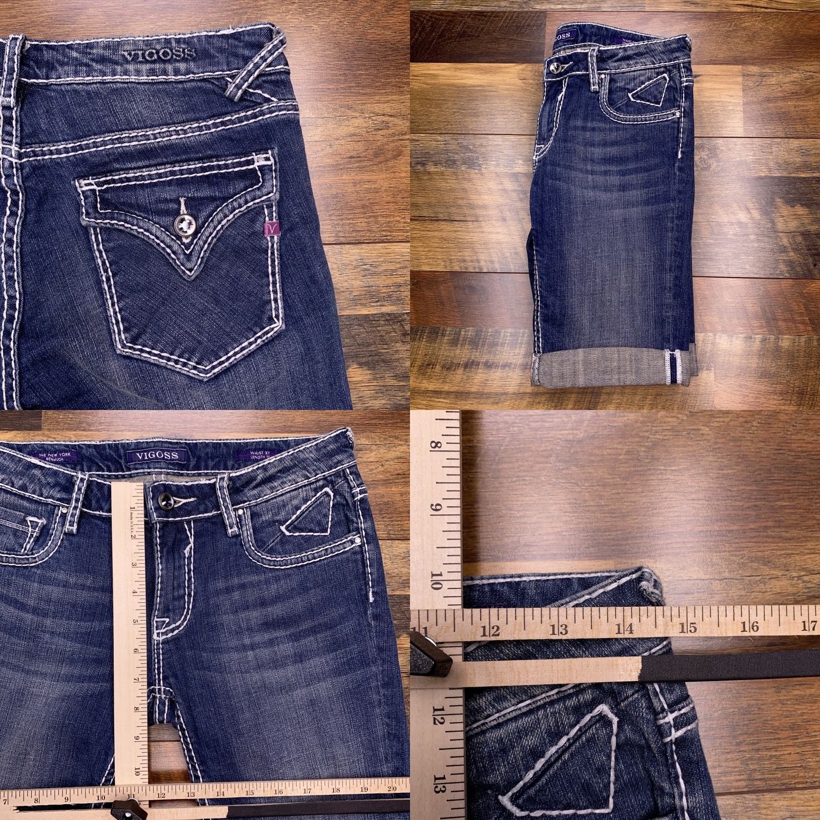 Vintage Vigoss Bermuda Shorts 27 Denim Stretch Cuffed New York Size 27" / US 4 / IT 40 - 8 Thumbnail