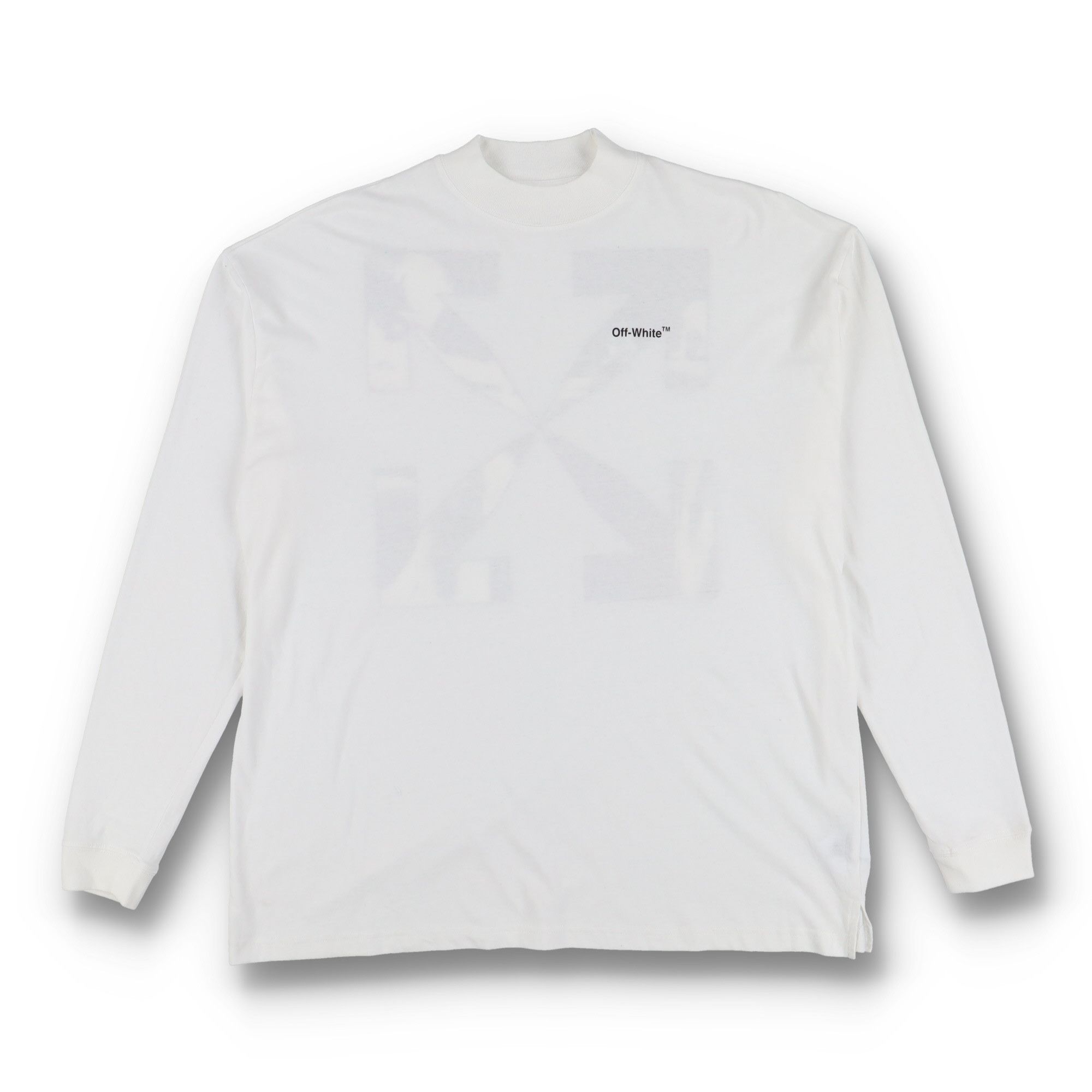 Off-White White Caravaggio Arrows Oversized Mock Neck LS T-Shirt Size US M / EU 48-50 / 2 - 5 Thumbnail