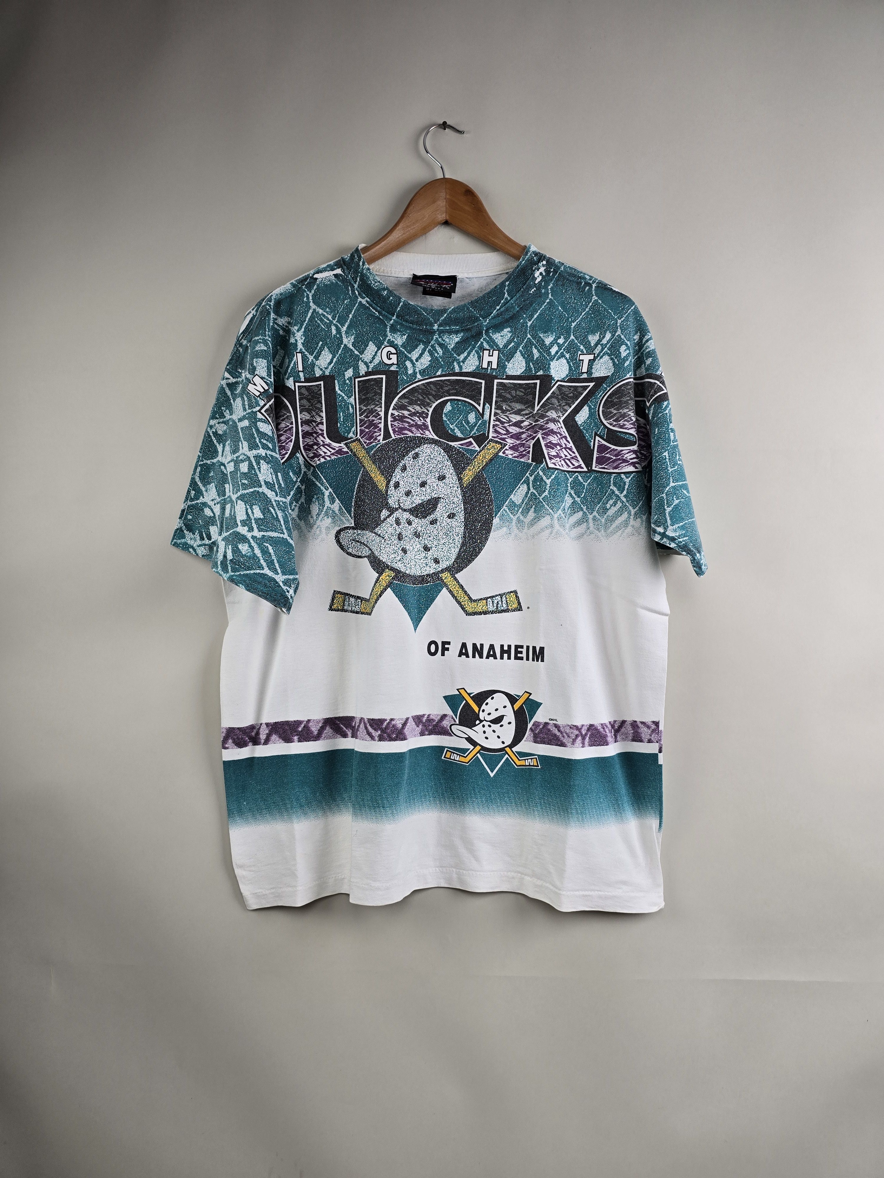 image of 90's Magic Johnson Ts Nfl Mighty Ducks Of Anaheim Aop in White, Men's (Size XL)