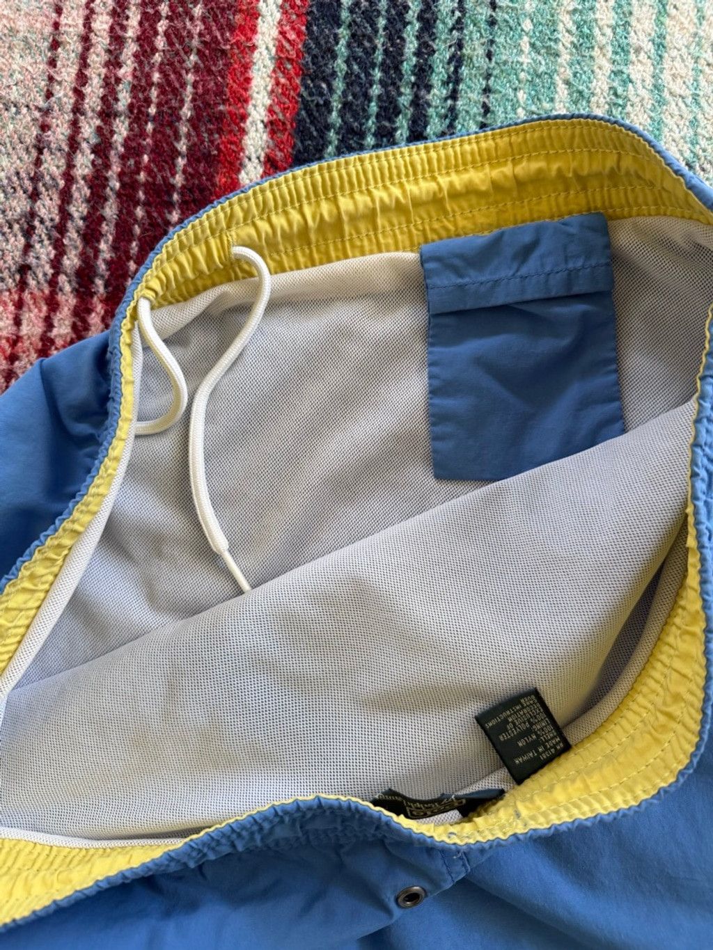 Polo Ralph Lauren Vintage Polo Ralph Lauren Blue Swim Trunks M with Yellow Wai Size US 34 / EU 50 - 5 Thumbnail