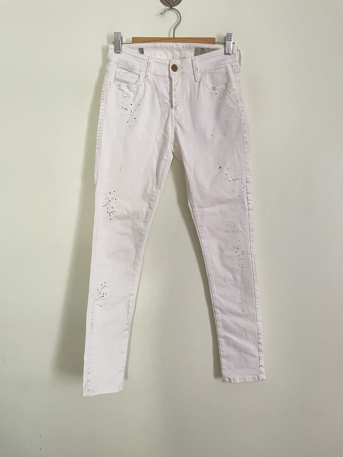 image of Diesel Slandy Super Slim-Skinny Pants in White, Women's (Size 26)