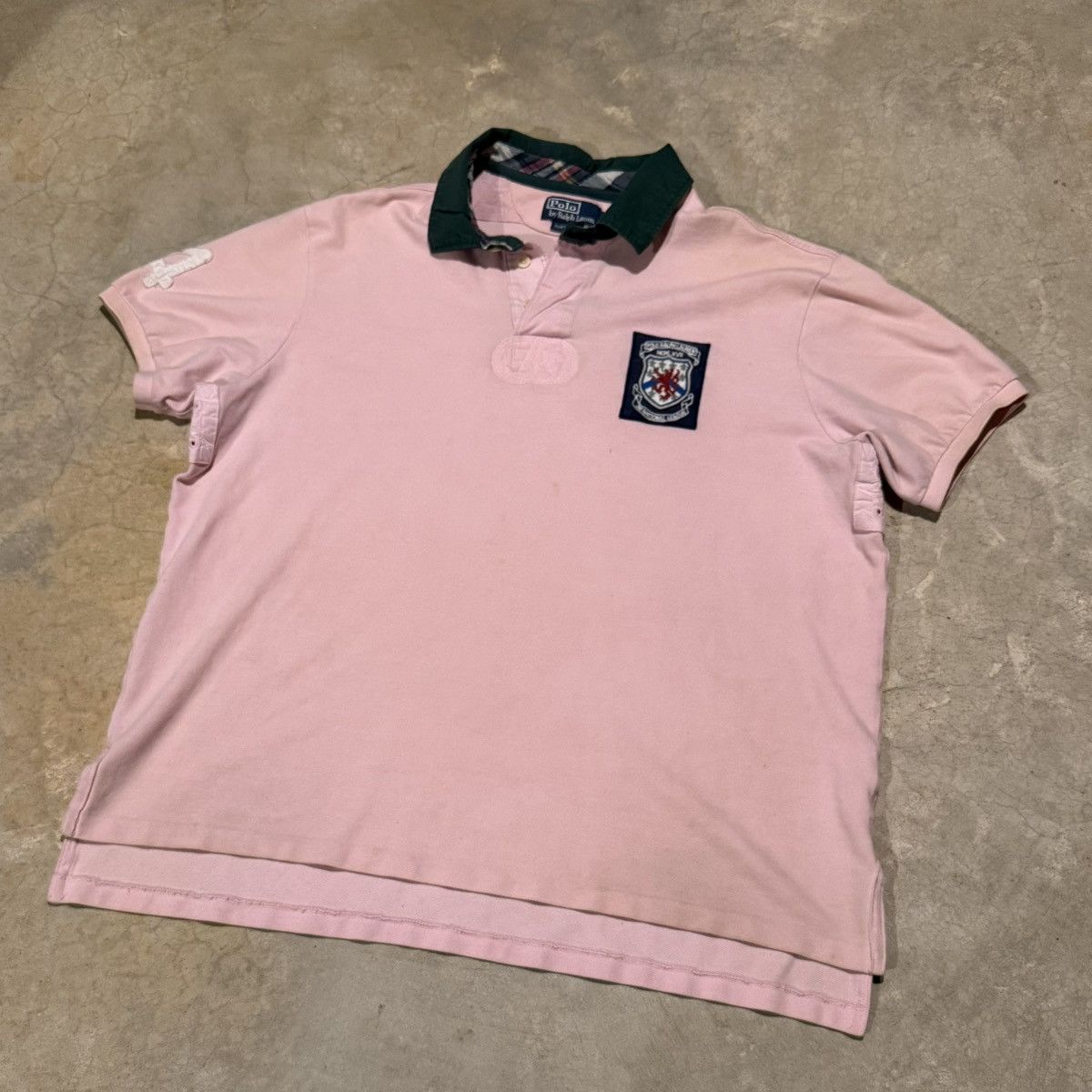 Polo Ralph Lauren Vintage 2000s Polo Ralph Lauren Rugby Collared Shirt Pink Size US XXL / EU 58 / 5 - 2 Thumbnail