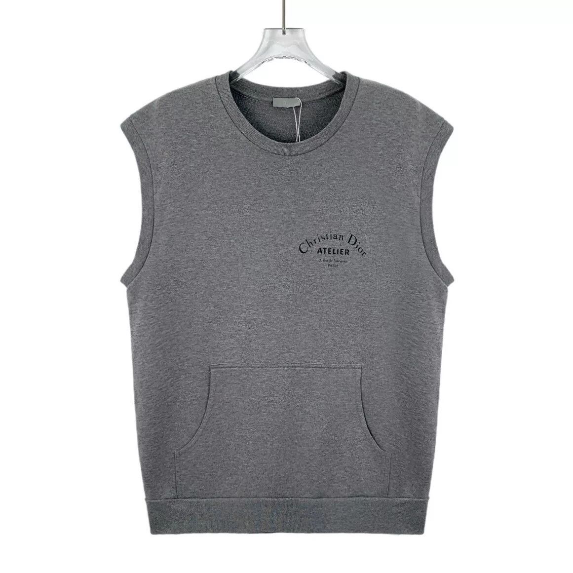 Dior gray sleeveless logo cotton sweatshirt by dior Size US XL / EU 56 / 4 - 1 Thumbnail