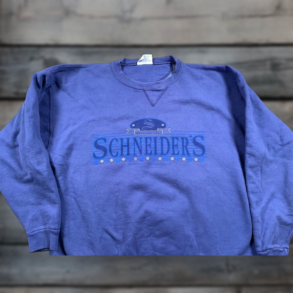 Vintage Vintage VTG Schneider Biergarten Beer Garden Sweatshirt Adult Large Blue 90s German Size US L / EU 52-54 / 3 - 1 Thumbnail