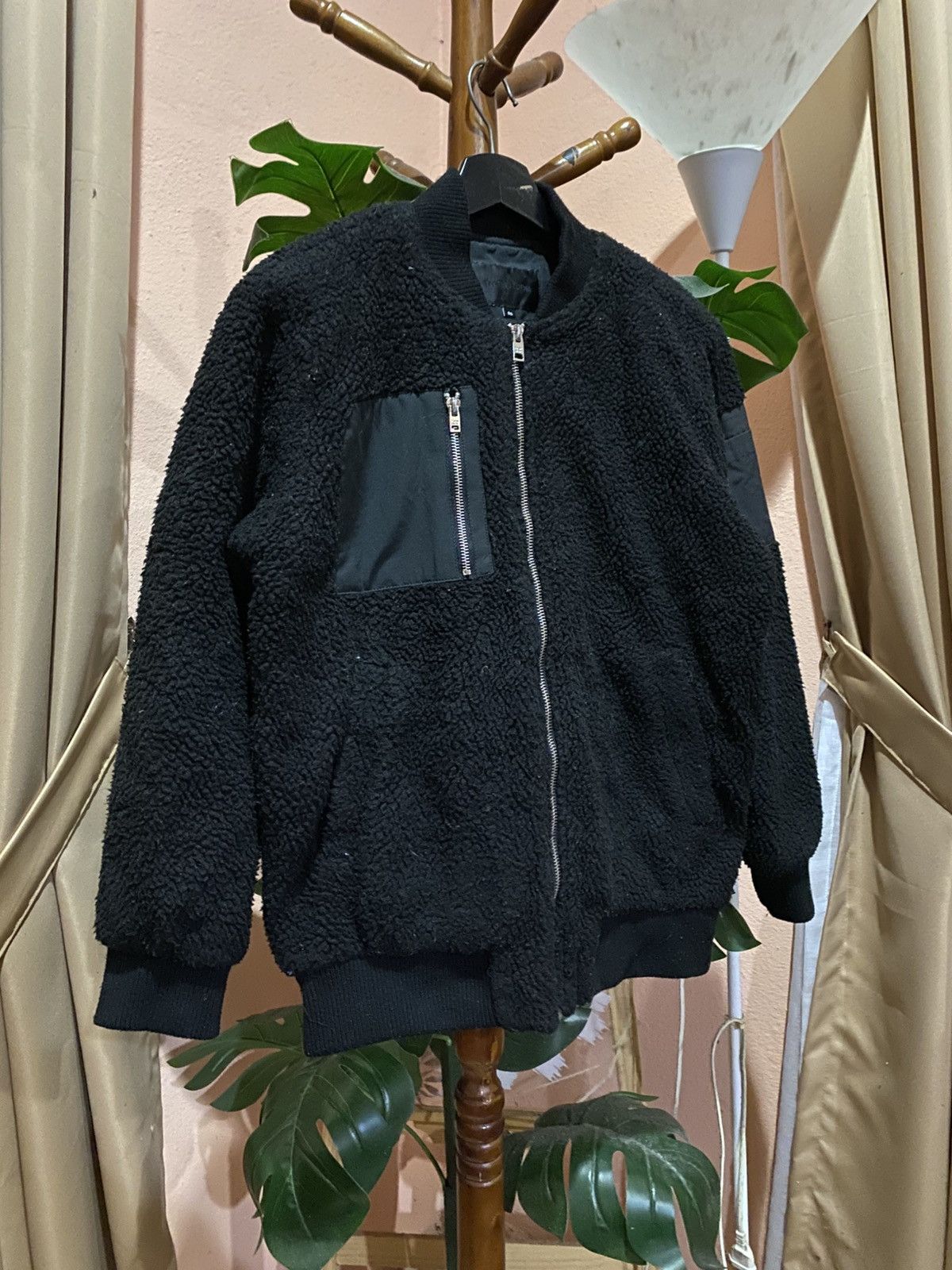 Japanese Brand Frank Stone Black Sherpa Fleece Bomber Jacket Korean Street Size US M / EU 48-50 / 2 - 5 Thumbnail