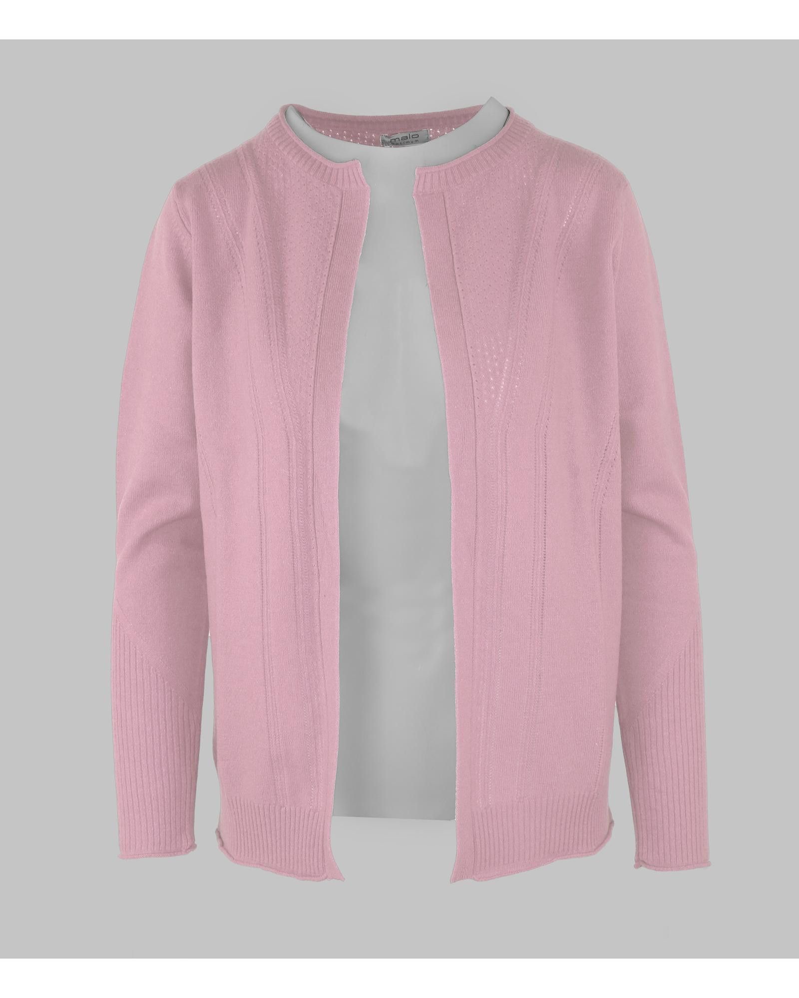 image of Malo Wool Cashmere Long Sleeve Sweater in Pink, Women's (Size XL)