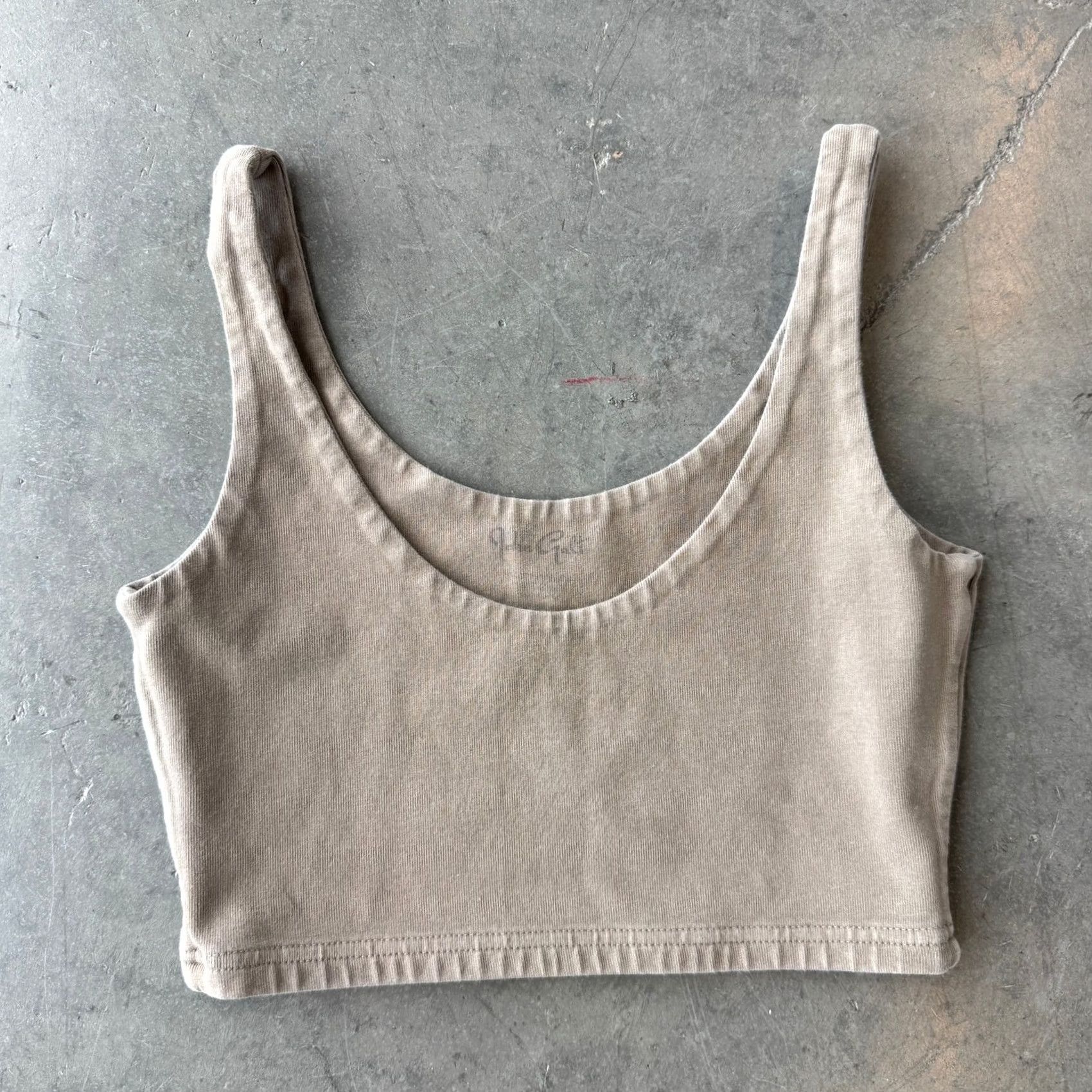 Vintage VINTAGE John Galt Beige Sand Essentials Mini Tank Top Crop S/M Tank Women M Beige 90s Size M / US 6-8 / IT 42-44 - 2 Thumbnail