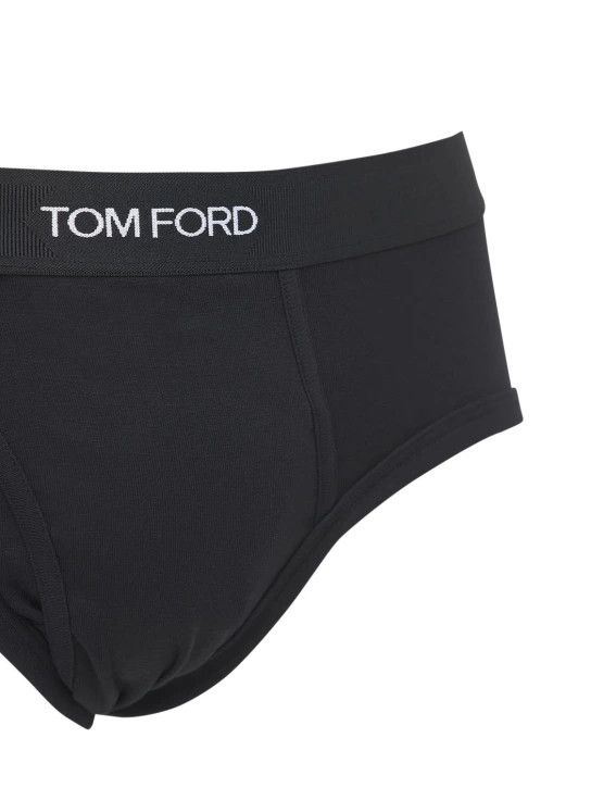 Tom Ford o1lsvrm0525 Size: XXL/Logo Stretch Cotton Briefs in Black Size ONE SIZE - 3 Thumbnail